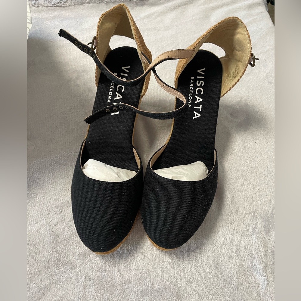 Viscera Barcelona Espadrille Style Black Wedges